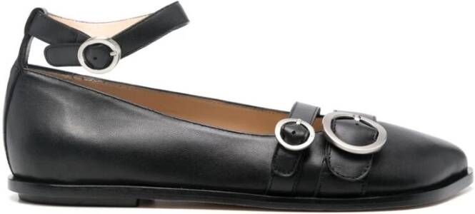 Niccolò Pasqualetti Zwarte Leren Gesp Enkelband Schoenen Black Dames