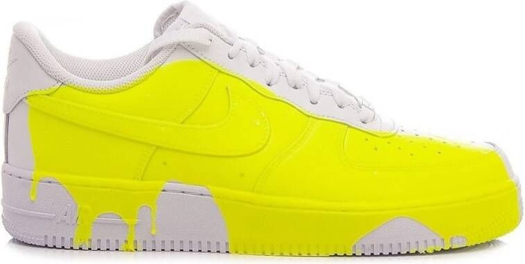 Nike Aangepaste Air Force 1 07 Wit Geel Fluorescerend Zwart Heren