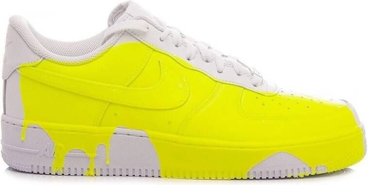 Nike Aangepaste Bianco Giallo Fluo Air Force 1 Wit Heren