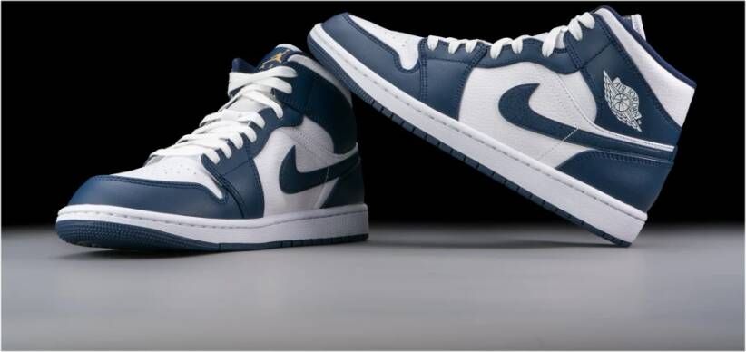 Jordan Air 1 Mid Basketball Schoenen mid white metallic gold obsidian maat: 44.5 beschikbare maaten:44.5 - Foto 5