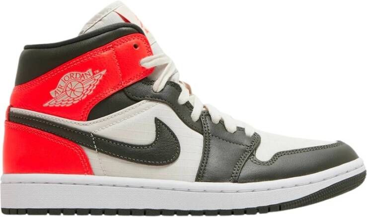 Jordan Wmns Air 1 Mid Se Lt Orewood Brn Newsprint Bright Crimson Schoenmaat 36 1 2 Sneakers DQ6078 100 - Foto 3