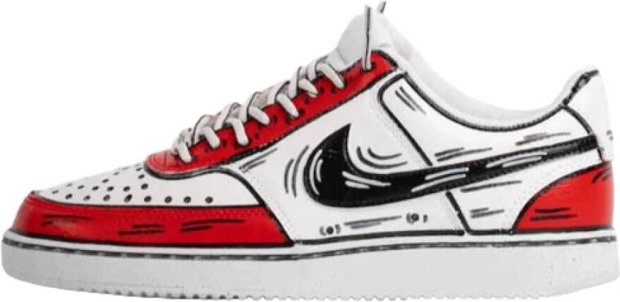 Nike Custom Court Vision Lo Rood Zwart Wit Multicolor Heren