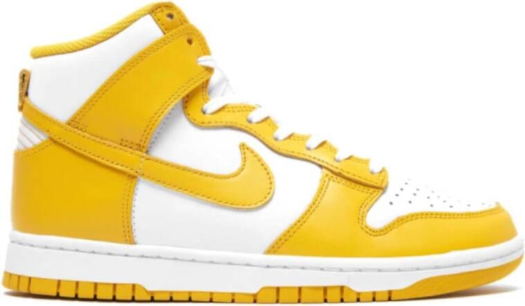 Nike Donkere Hoge Leren Sneakers Yellow Heren