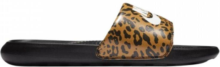 Nike Gedrukte Slide Pantoffels Chutney Wit Zwart Yellow Dames