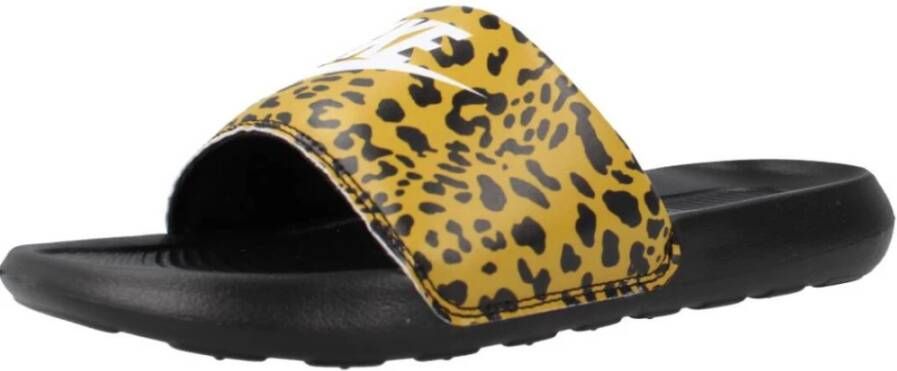 Nike Gedrukte Slide Pantoffels Chutney Wit Zwart Yellow Dames