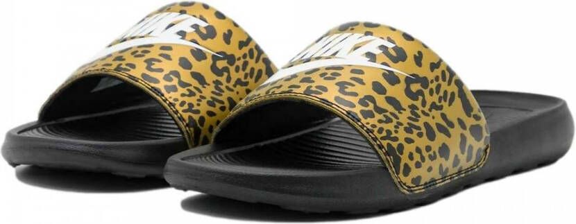 Nike Gedrukte Slide Pantoffels Chutney Wit Zwart Yellow Dames