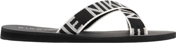 NIKKIE Wiona Logo Sandals slippers zwart wit
