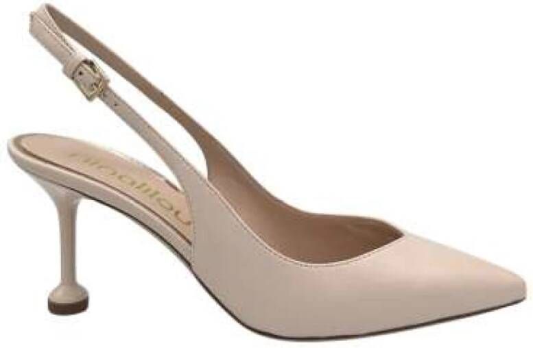 Ninalilou Crème leren Slingback hakken