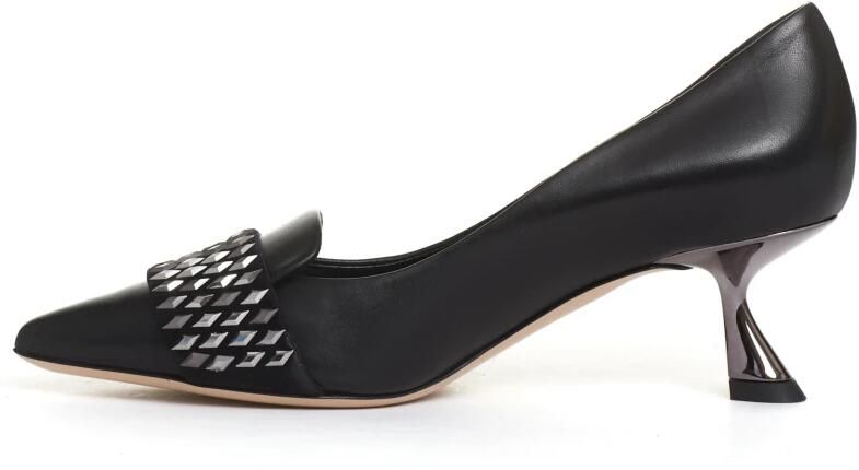 Ninalilou Zwarte Leren Pump met Strass-patronen - Foto 3