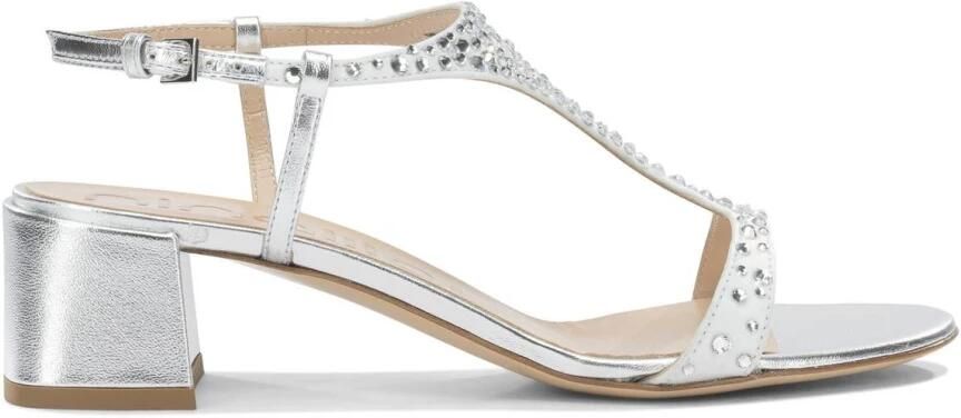 Ninalilou Sandalen met T-band en Blokhak met Versieringen