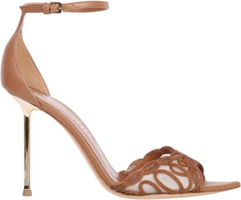 Ninalilou Sandalo Elegante in Mesh Ricamata con Tacco Stiletto