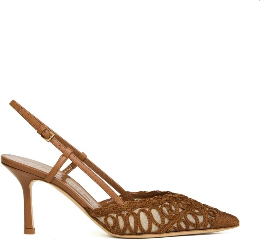 Ninalilou Slingback Macramè Cuoio Tacco 75 mm