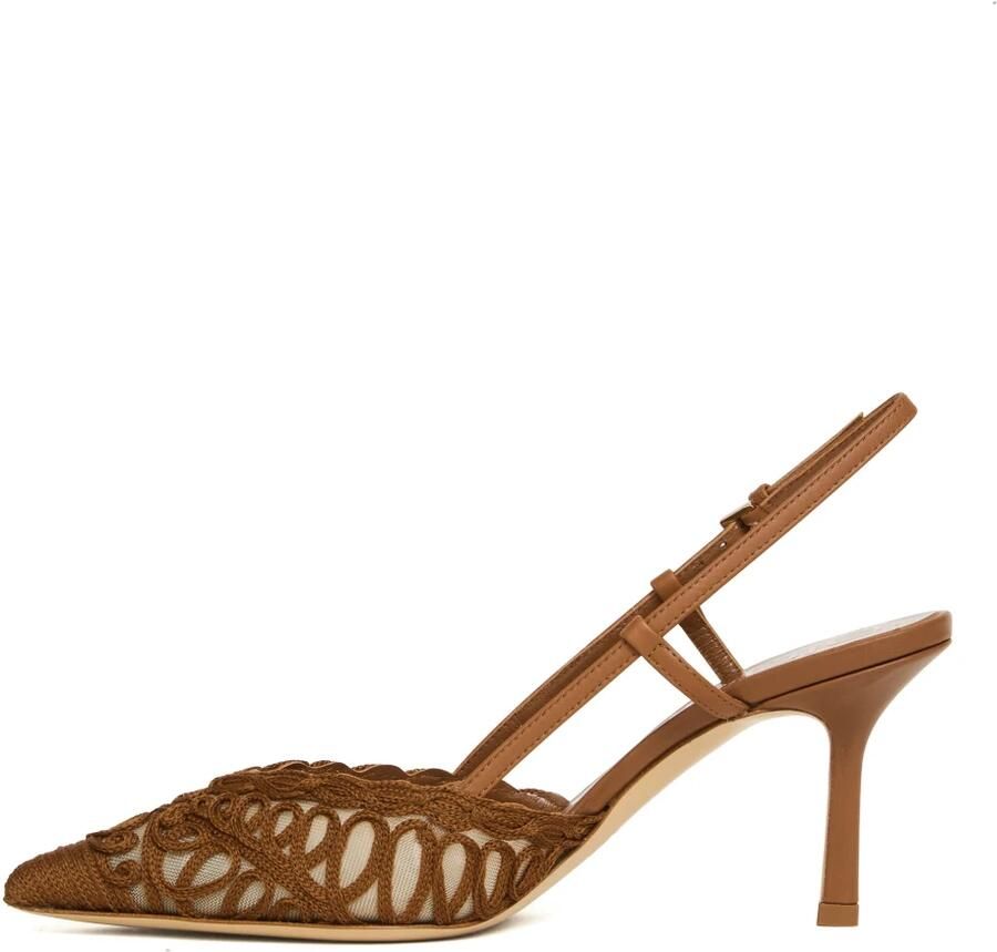 Ninalilou Slingback Macramè Cuoio Tacco 75 mm - Foto 2