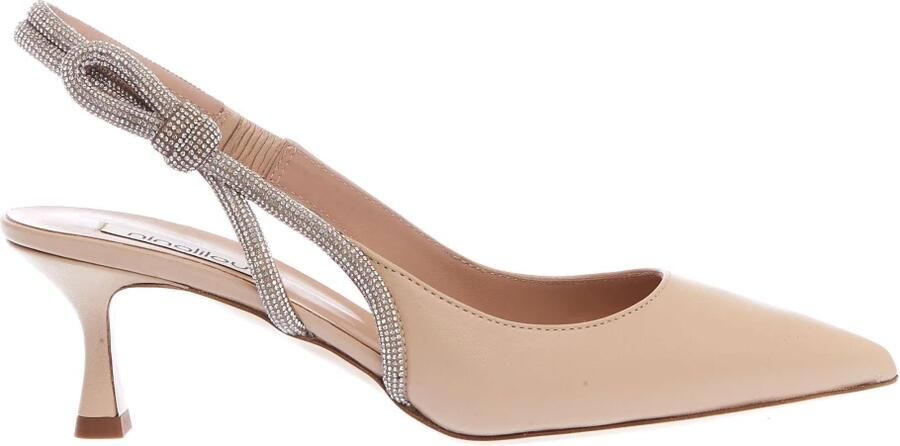 Ninalilou Beige Slingback Pumps met Fiocco Strass