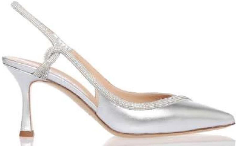 Ninalilou Strass Slingback in Zilver Leer