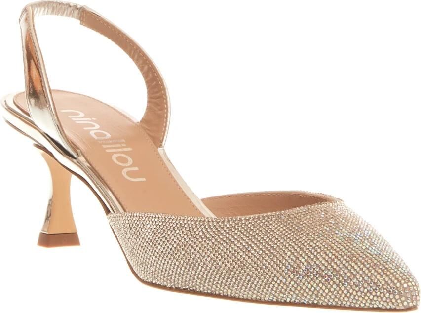 Ninalilou Zilveren Kristal Strass Slingback Pumps