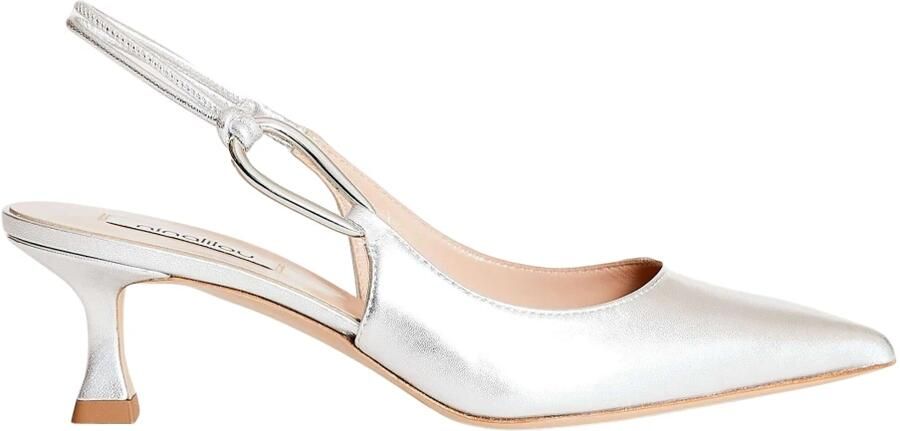 Ninalilou Zilveren Leren Slingback Pumps