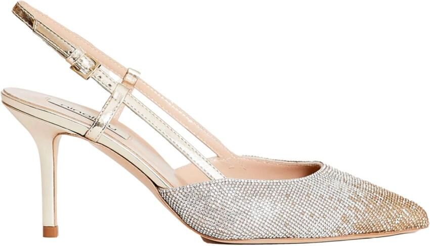 Ninalilou Zilveren Strass Slingback Sandalen