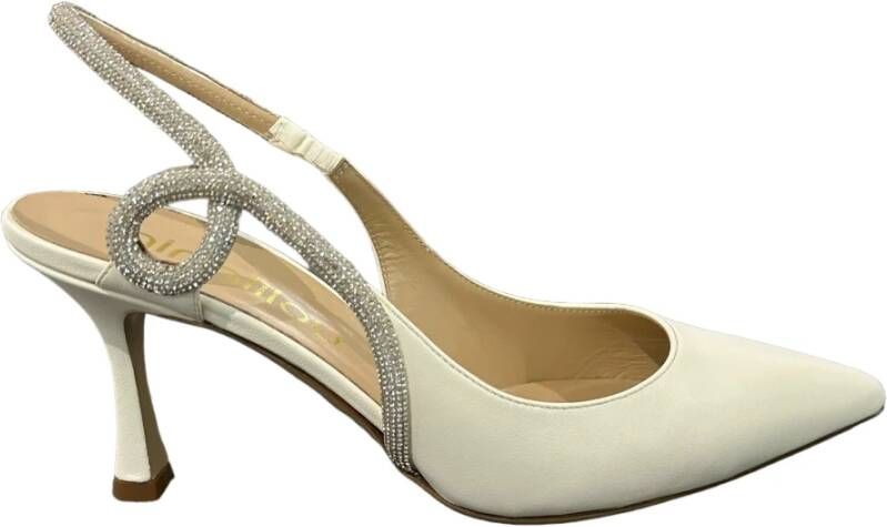 Ninalilou Polyester sandalen met strass versieringen White Dames