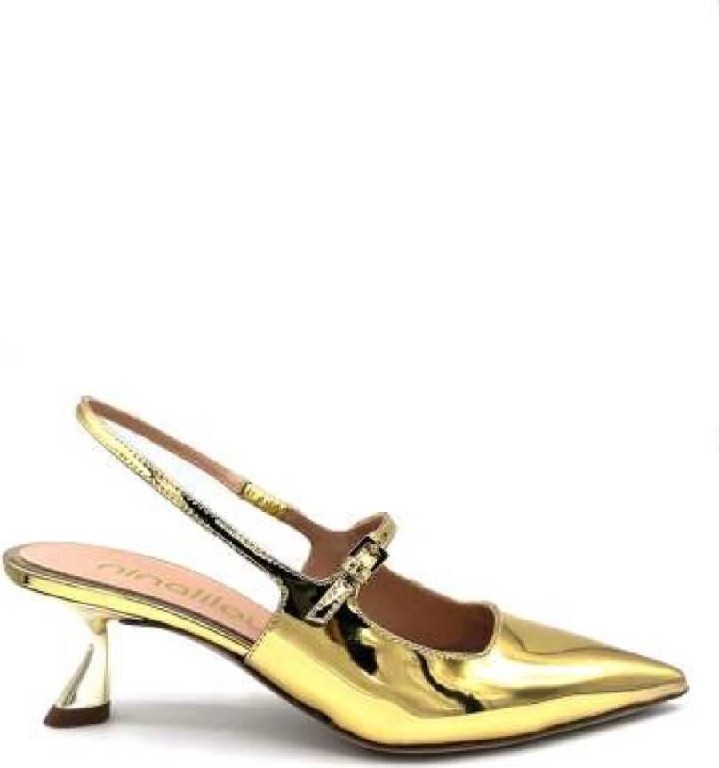 Ninalilou Spiegel Leren Slingback Sandalen Yellow Dames