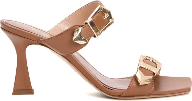 Ninalilou Stijlvolle leren sandalen met gouden gesp