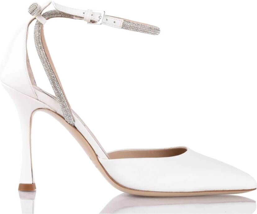 Ninalilou Strass Enkelband Sandalen White Dames