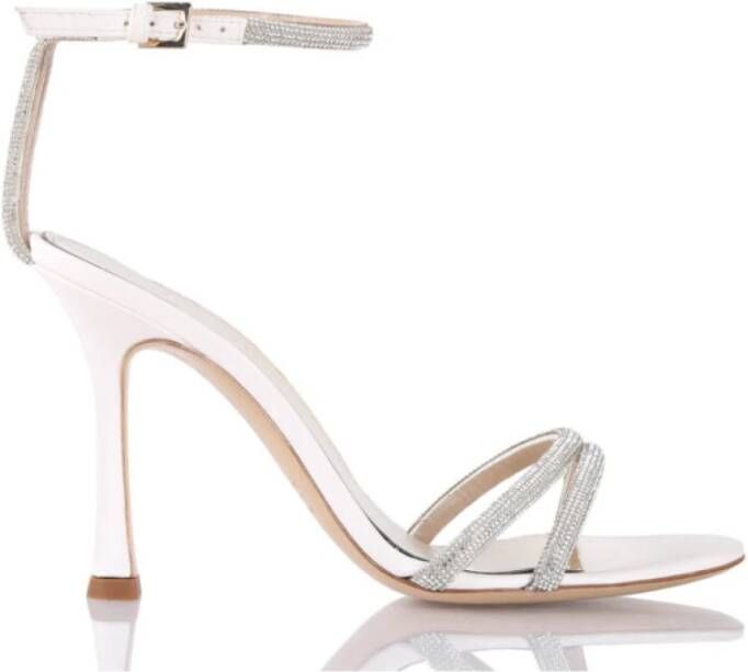 Ninalilou Versierde enkelband sandalen in polyester White Dames