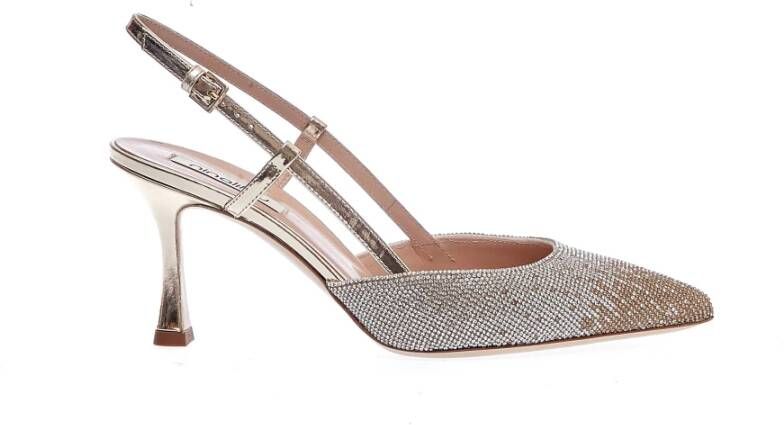 Ninalilou Zilver en Goud Strass Slingback Hakken