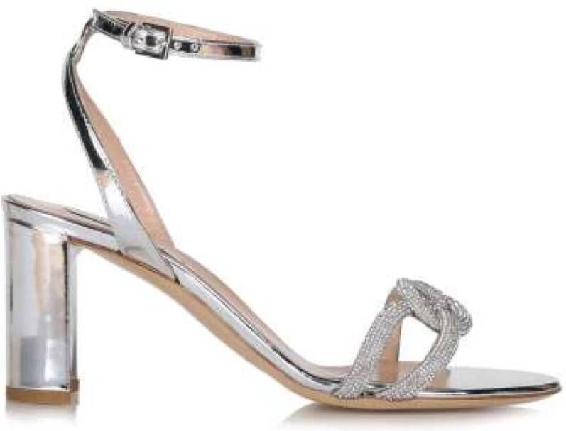 Ninalilou Zilveren Hoge Hak Sandalen met Swarovski Gray Dames