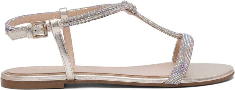 Ninalilou Zilveren Leren Sandalen voor Vrouwen