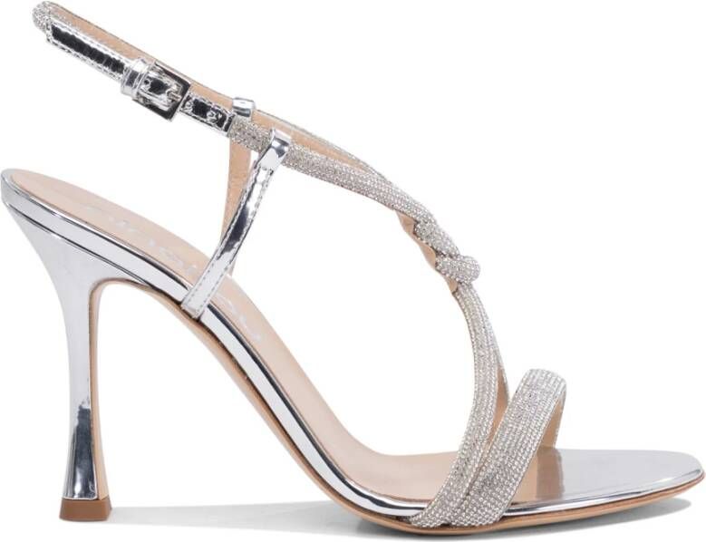 Ninalilou Zilveren Leren Sandalen voor Vrouwen