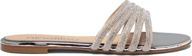 Ninalilou Zilveren Sandalen voor Vrouwen Elegante Stijl