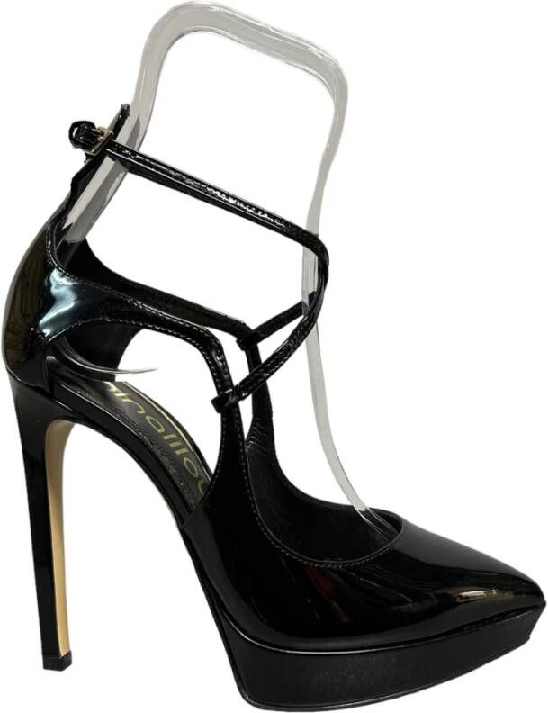 Ninalilou Zwarte lakleren hoge hak pumps Black Dames