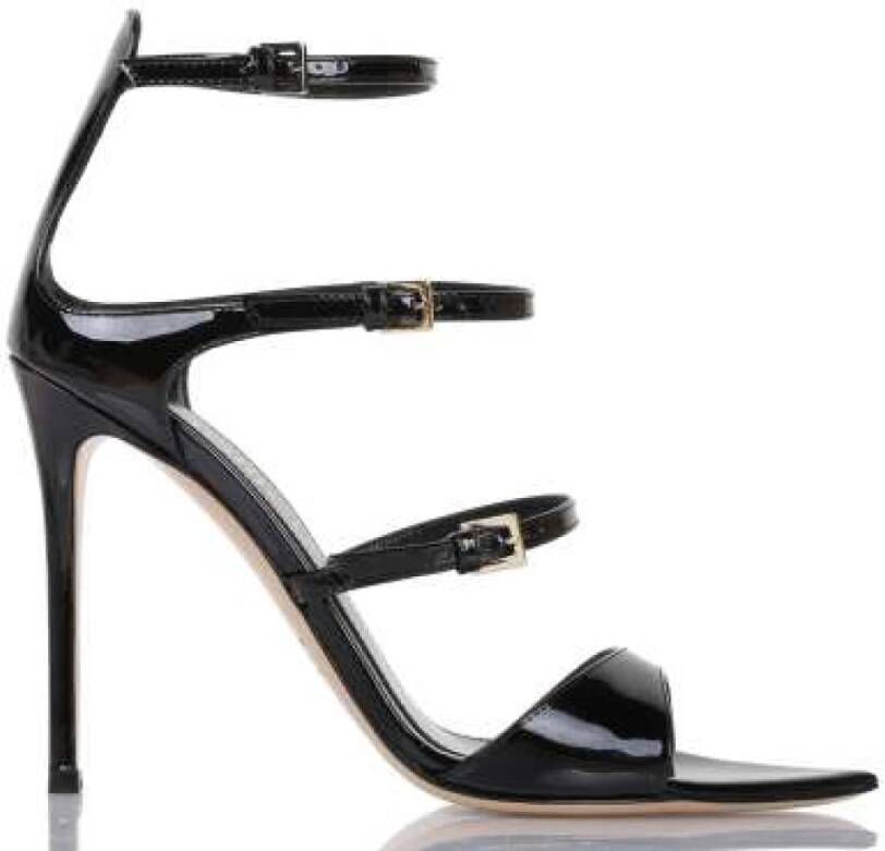 Ninalilou Zwarte Lakleren Stiletto Sandaal Black Dames