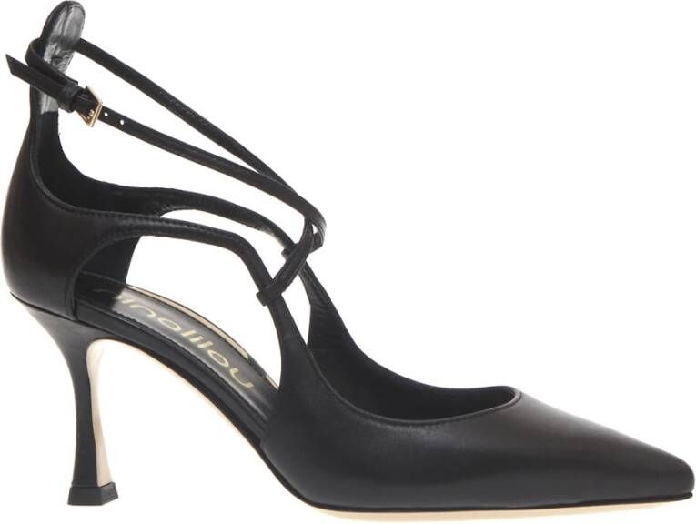 Ninalilou Zwarte leren hakken met conturini