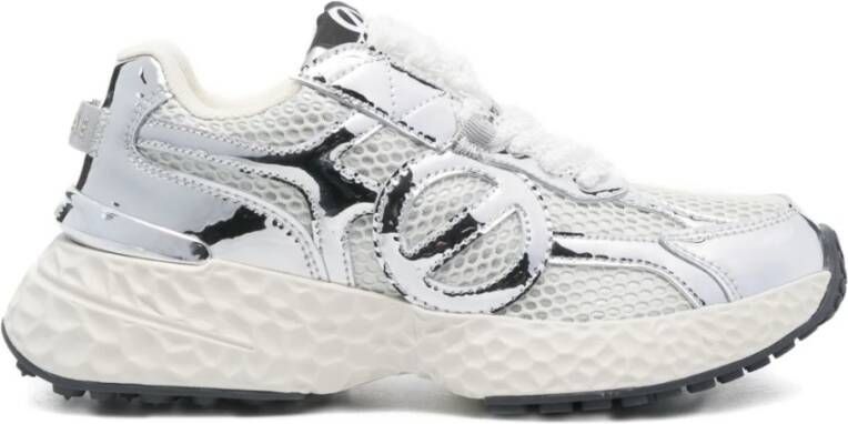 No Name Zilveren en Witte Sneakers voor Vrouwen