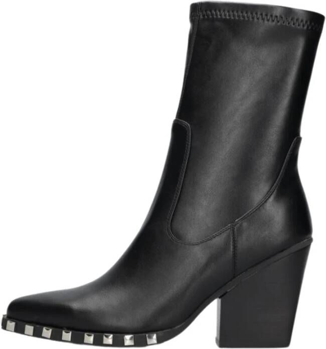 Noa Harmon Zwarte Leren Enkellaarzen Elegante Stijl Black Dames