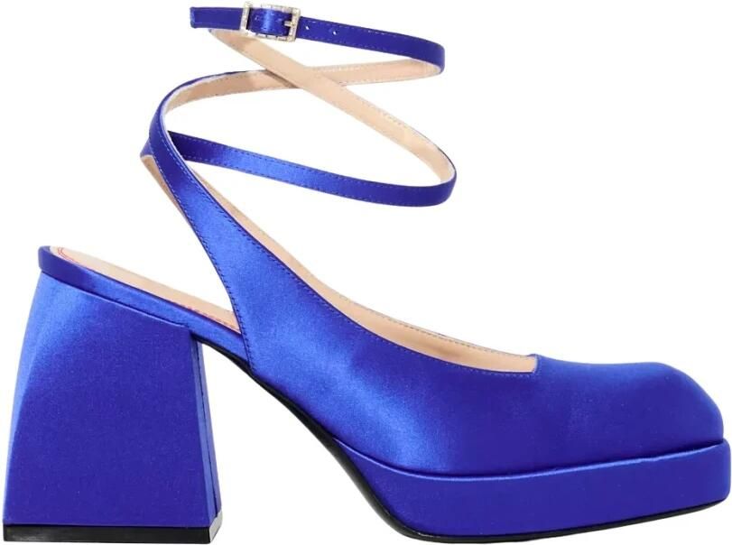Nodaleto Blauwe Vierkante Neus Hoge Hakken