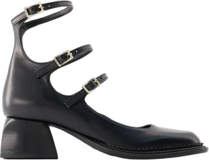 Nodaleto Zwarte Leren Pumps met Dubbele Band Zwart Dames