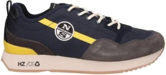 North Sails Blauwe Sneakers van Gerecycled Nylon met Suède Details Blauw Heren