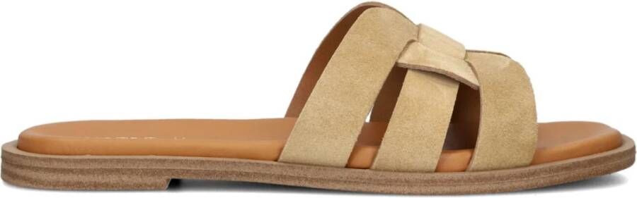 Notre-v Beige Zomerslippers met Vierkante Neus
