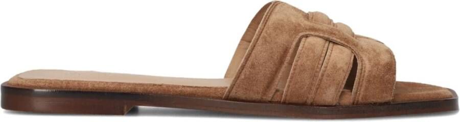 Notre-v Cognacleren slippers met vierkante neus
