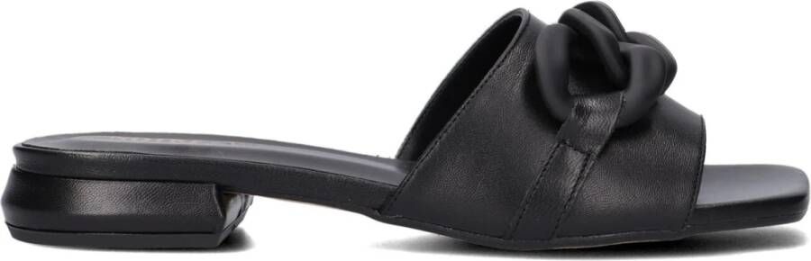 Notre-v Elegante Zwarte Leren Slippers