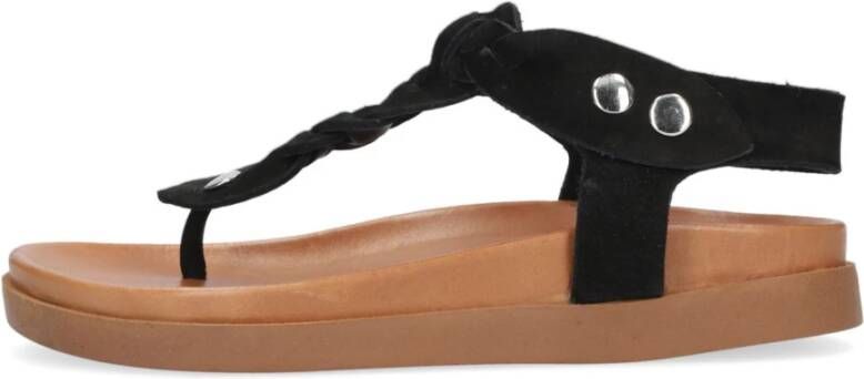 Notre-v Gevlochten Zwarte Leren Sandalen Black Dames