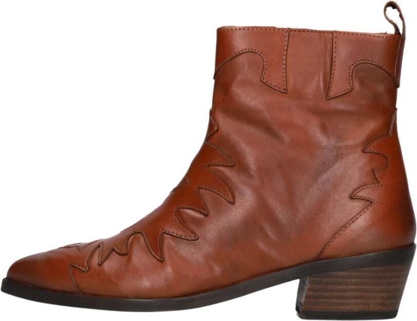 Notre-V 18060 Enkellaarsjes Enkelboots met rits Dames Cognac - Foto 6