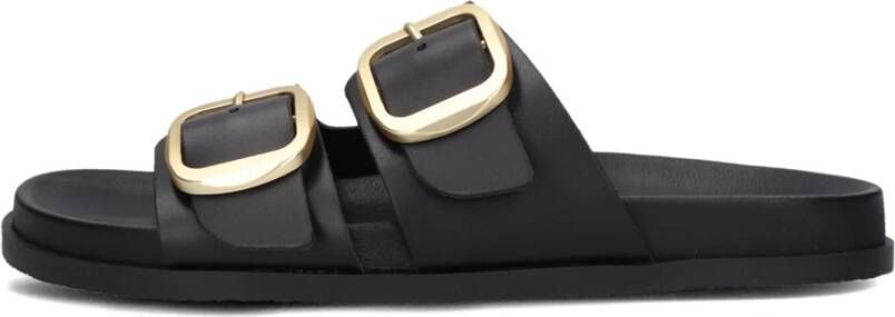 Notre-v Zwarte Leren Slippers Stijlvol Model