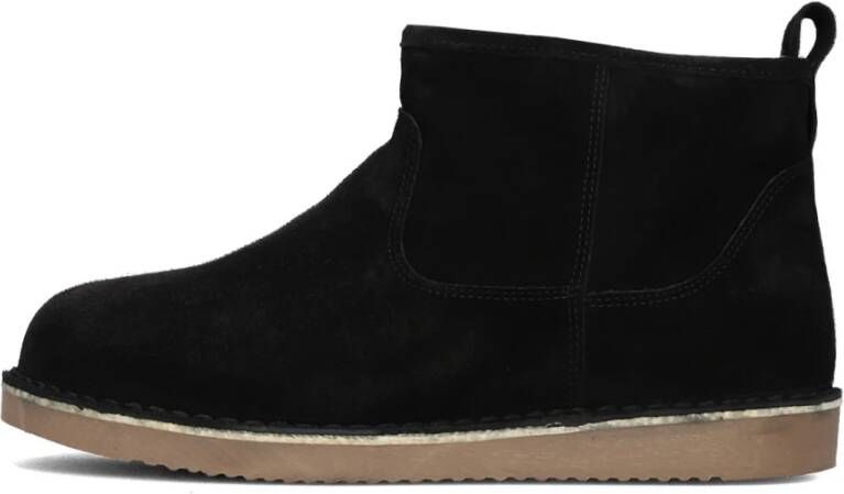Notre-v Zwarte Suède Enkellaarzen met Faux Fur Voering Black Dames