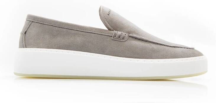 Nubikk Grijze Suède Loafers met Witte Zool Gray Heren