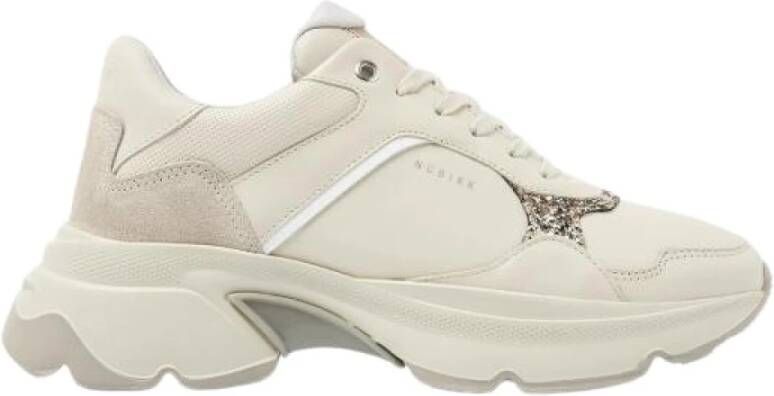 NUBIKK Lage Sneakers Dames Ross Jaden Maat: 37 Materiaal: Leer Kleur: Taupe