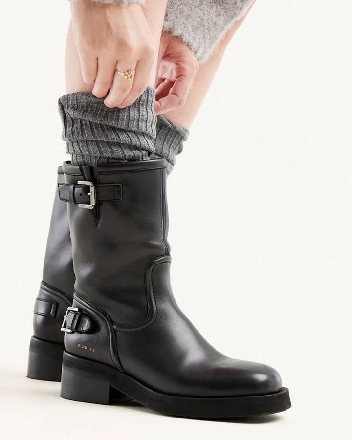 NUBIKK Biker Boots Dames Eve Leva Leer Zwart - Foto 7